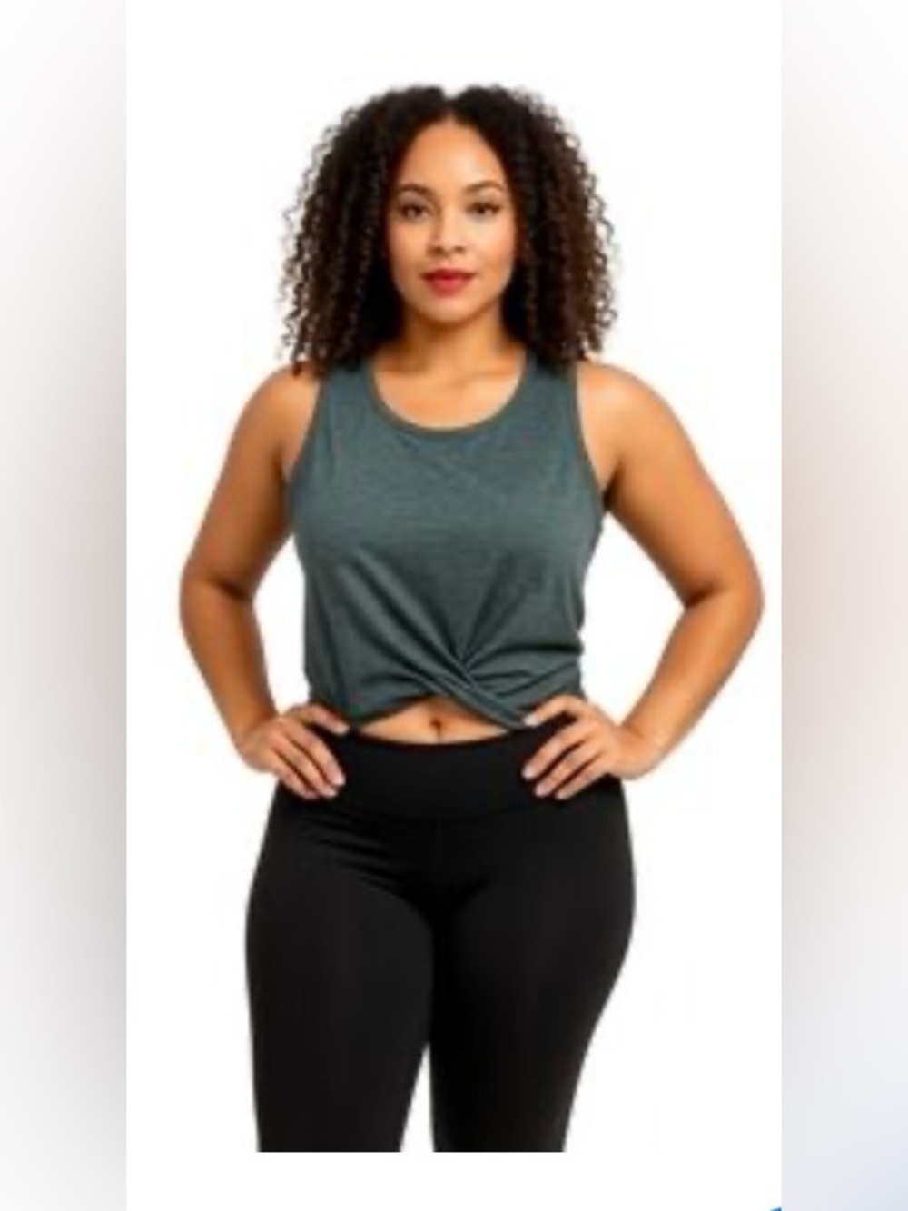 Velocity,Twist-Front, Cropped, Tank Top in Charcoal gray, Size medium